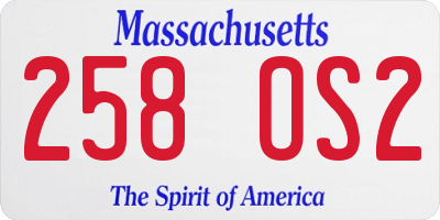 MA license plate 258OS2