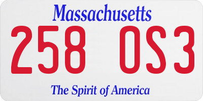 MA license plate 258OS3