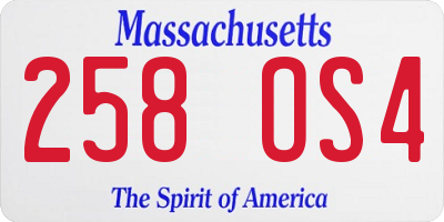 MA license plate 258OS4