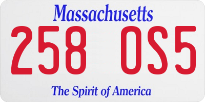 MA license plate 258OS5