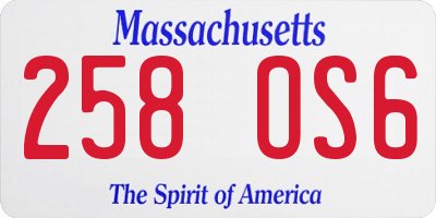 MA license plate 258OS6