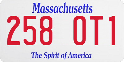 MA license plate 258OT1