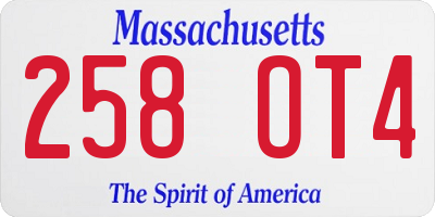 MA license plate 258OT4
