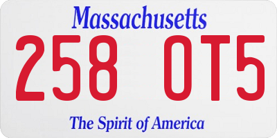 MA license plate 258OT5