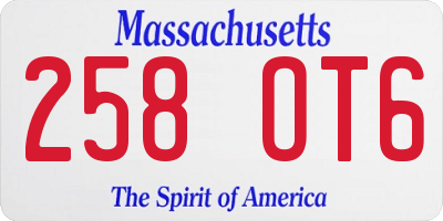 MA license plate 258OT6
