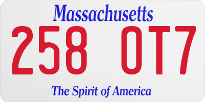 MA license plate 258OT7