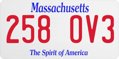 MA license plate 258OV3