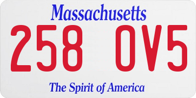 MA license plate 258OV5