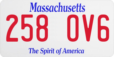 MA license plate 258OV6