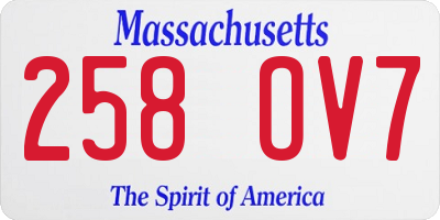 MA license plate 258OV7