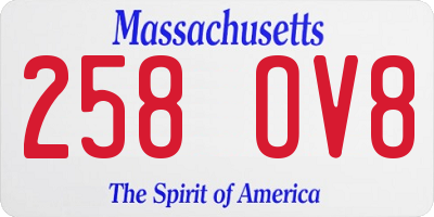MA license plate 258OV8