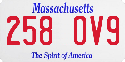 MA license plate 258OV9