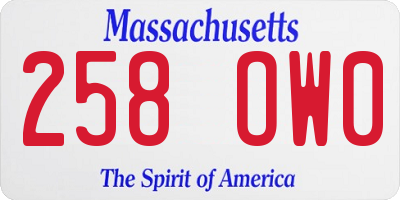 MA license plate 258OW0