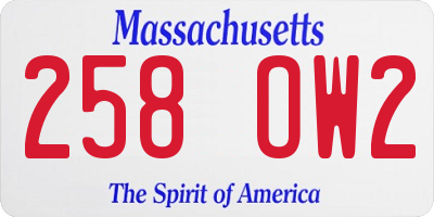 MA license plate 258OW2