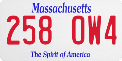 MA license plate 258OW4