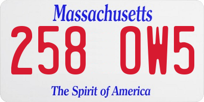 MA license plate 258OW5
