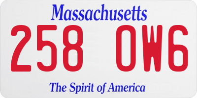 MA license plate 258OW6