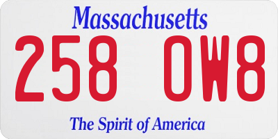 MA license plate 258OW8
