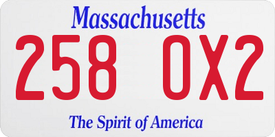 MA license plate 258OX2