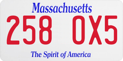 MA license plate 258OX5
