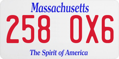 MA license plate 258OX6