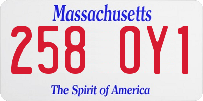 MA license plate 258OY1