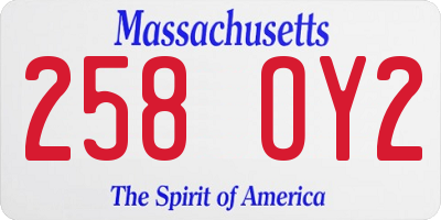 MA license plate 258OY2