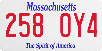 MA license plate 258OY4