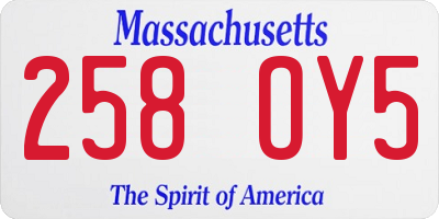 MA license plate 258OY5