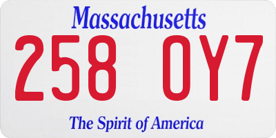 MA license plate 258OY7