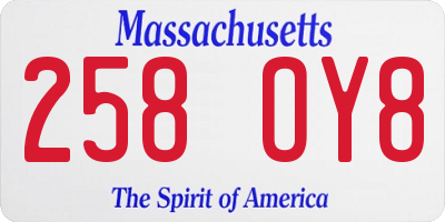 MA license plate 258OY8