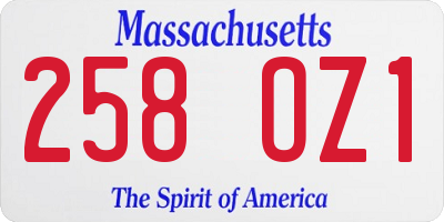 MA license plate 258OZ1