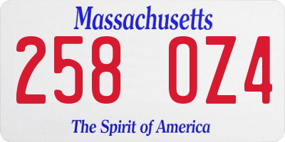 MA license plate 258OZ4