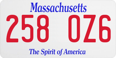 MA license plate 258OZ6