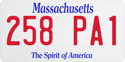 MA license plate 258PA1