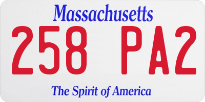 MA license plate 258PA2