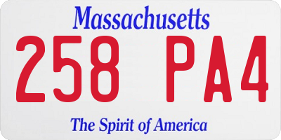 MA license plate 258PA4