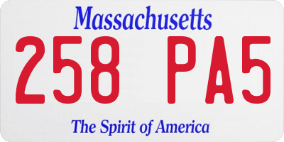 MA license plate 258PA5