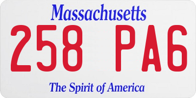 MA license plate 258PA6