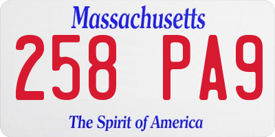 MA license plate 258PA9