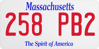 MA license plate 258PB2
