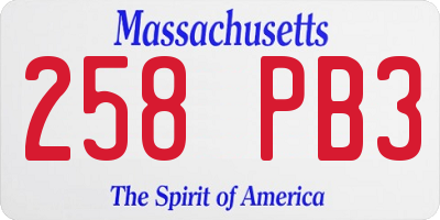 MA license plate 258PB3