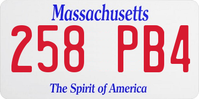 MA license plate 258PB4