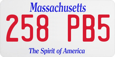 MA license plate 258PB5