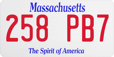 MA license plate 258PB7