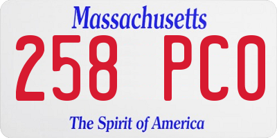 MA license plate 258PC0