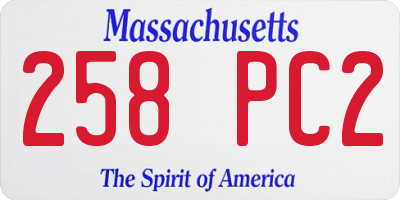 MA license plate 258PC2