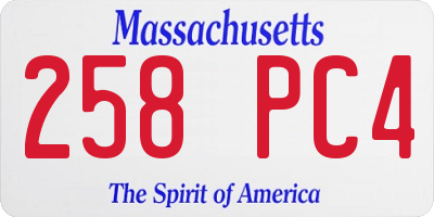 MA license plate 258PC4