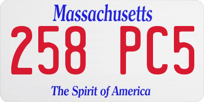 MA license plate 258PC5