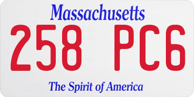 MA license plate 258PC6